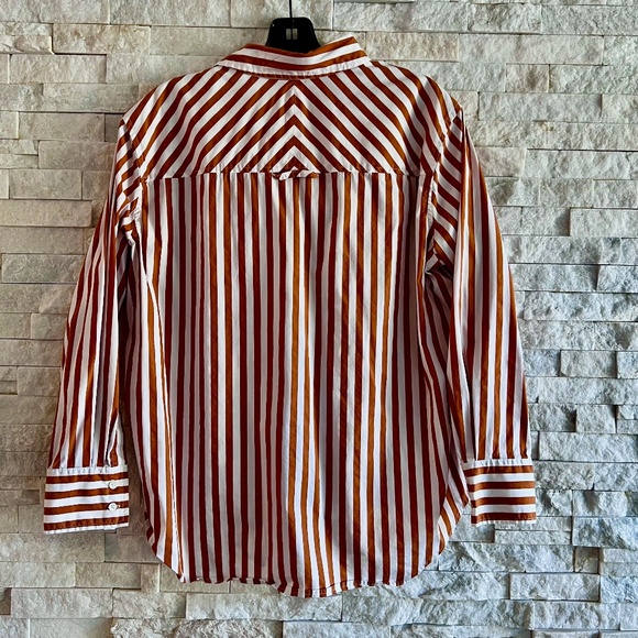 AYR Deep End Cotton Shirt in Dark Gold / White Stripe - Picture 5 of 5